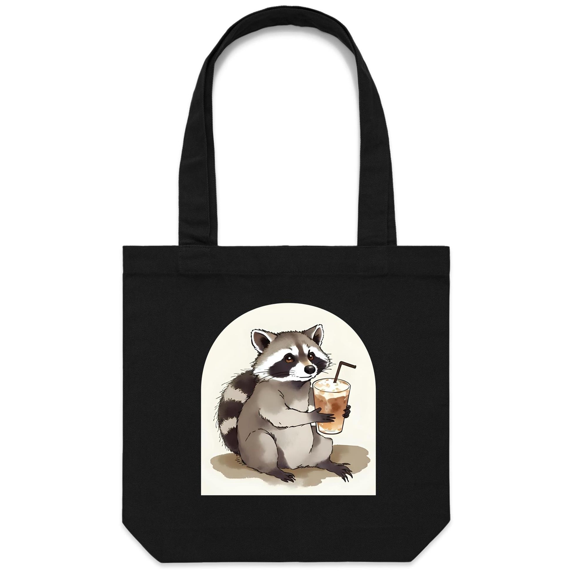 Iced Coffee Racoon Tote Bag