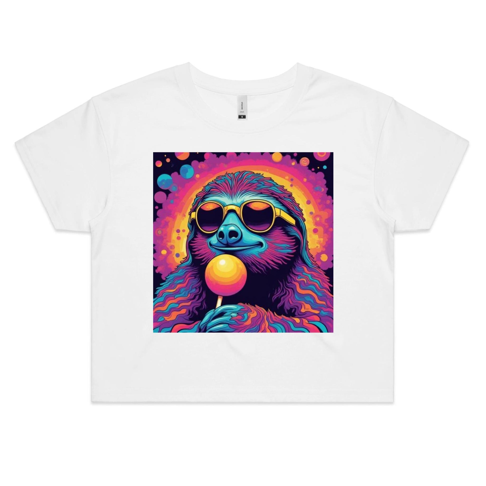 Psychedelic Sloth Crop Tee