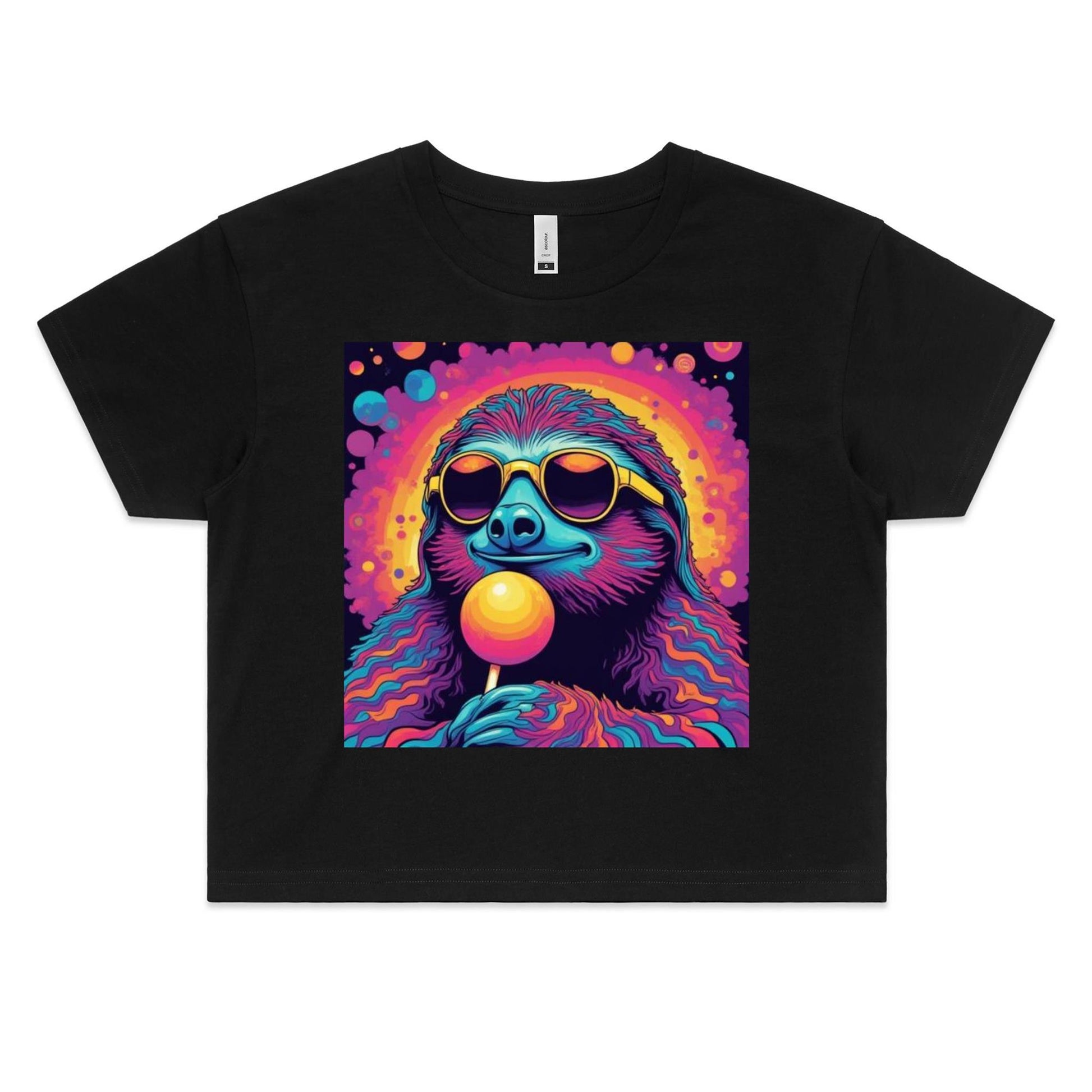 Psychedelic Sloth Crop Tee